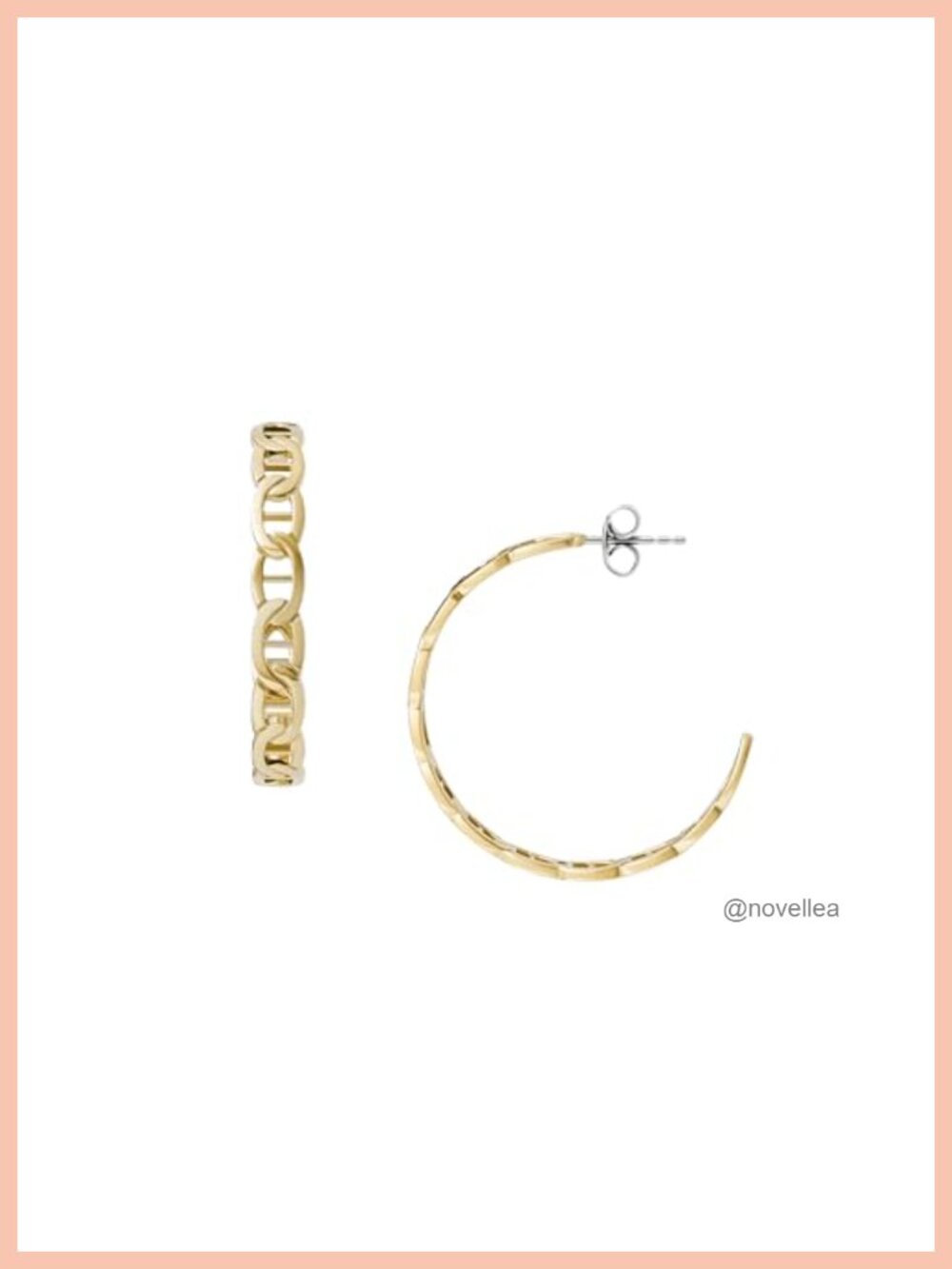 Fossil Heritage D-Link SS Hoop Earrings Polished Post Women's